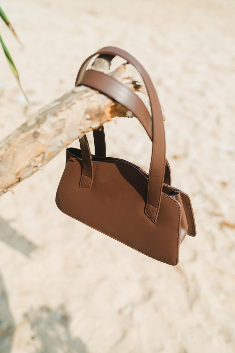 Brown Vegan Leather Bag Outdoors